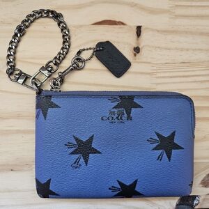 EUC Coach Blue and Black Star Wristlet